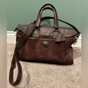 Coach oxblood suede rhyder bag excellent condition!